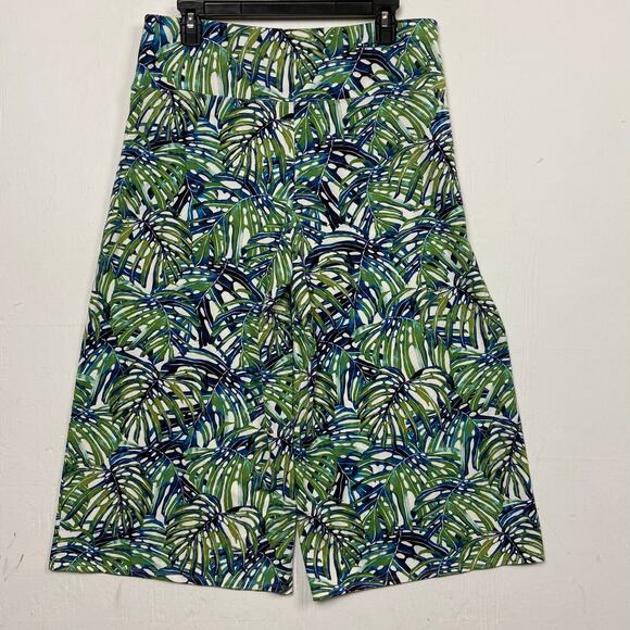 J. Jill Wearever Green Blue Smooth Fit Wide Leg Cropped Knit Pants Size Medium - Picture 2 of 9